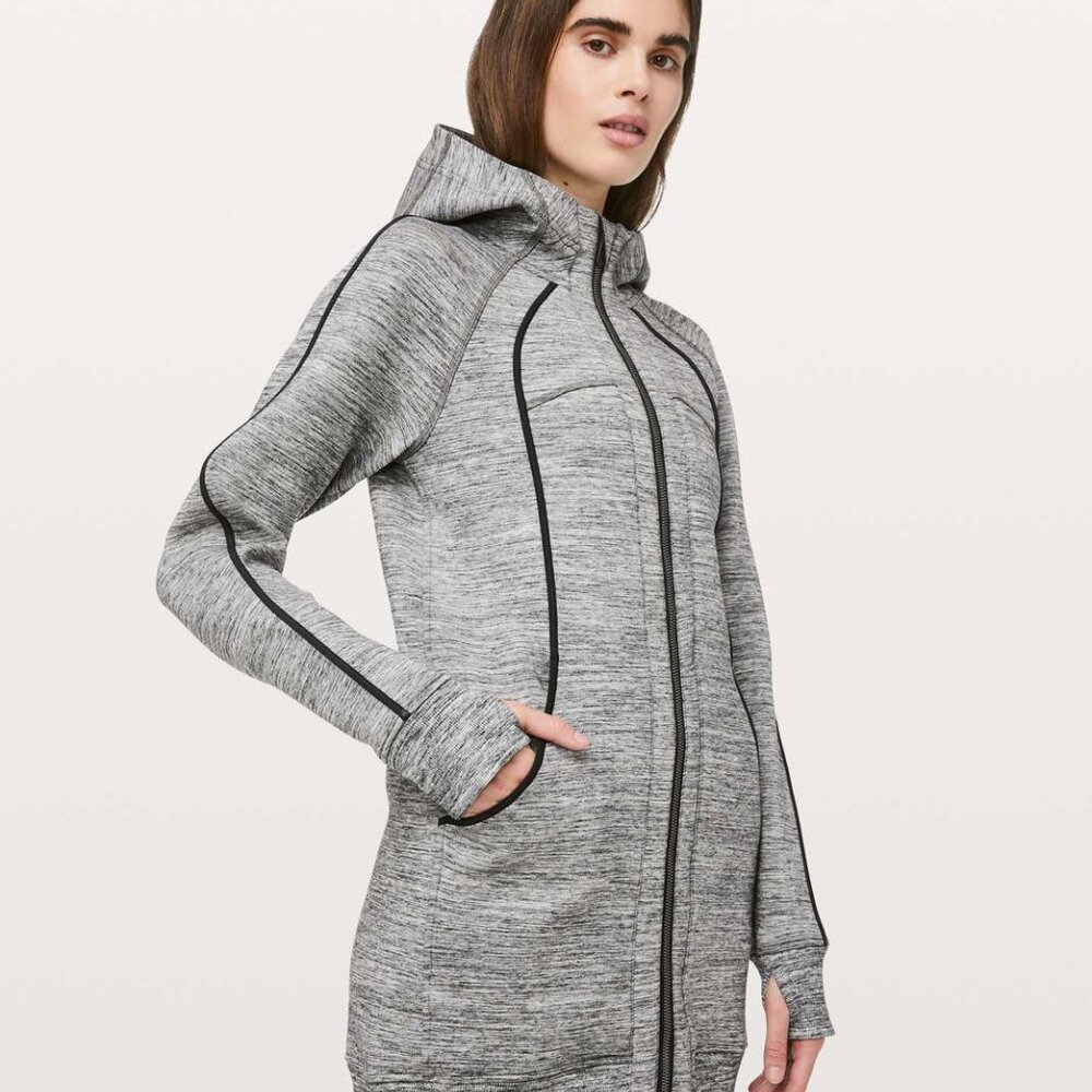 Lululemon Long For It Jacket Heathered Space Dyed Black Slub VEUC! Size 6